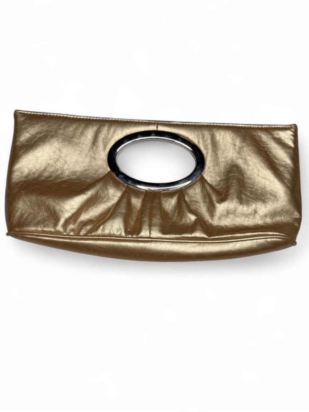 Metallic Gold Oval-Handle Women’s Clutch